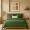 Housse de couette Gaze de Coton Lavé Vert Cèdre 240 x 260 cm