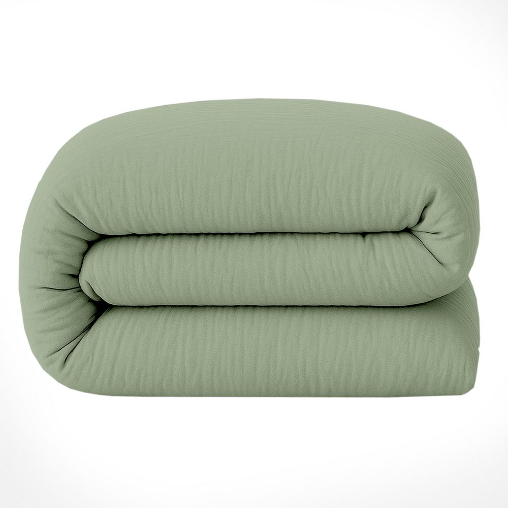 Housse de couette Gaze de Coton Lavé Vert Givrée 240 x 260 cm — vue 2