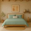 Housse de couette Gaze de Coton Lavé Vert Givrée 240 x 260 cm