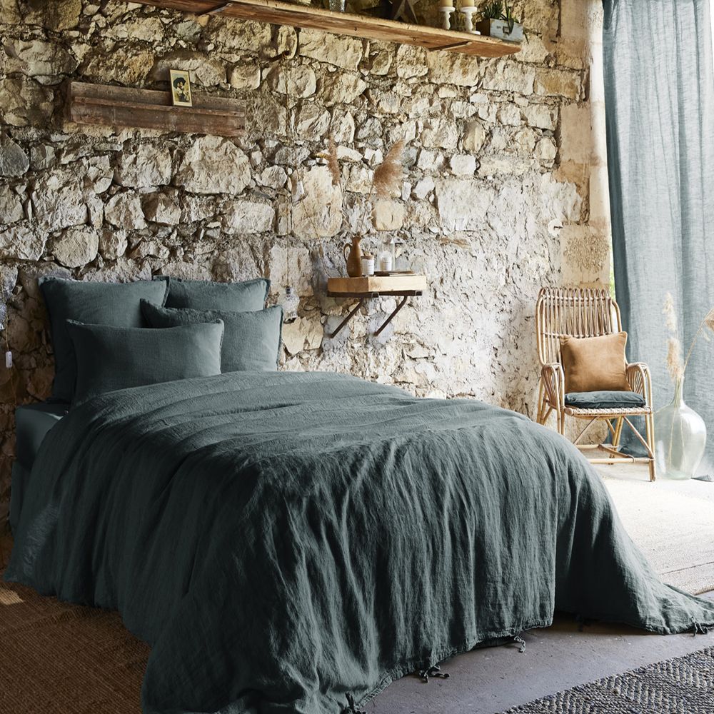 Housse de couette Lin Français Ardoise Gris Foncé 240 x 260 cm — vue 2