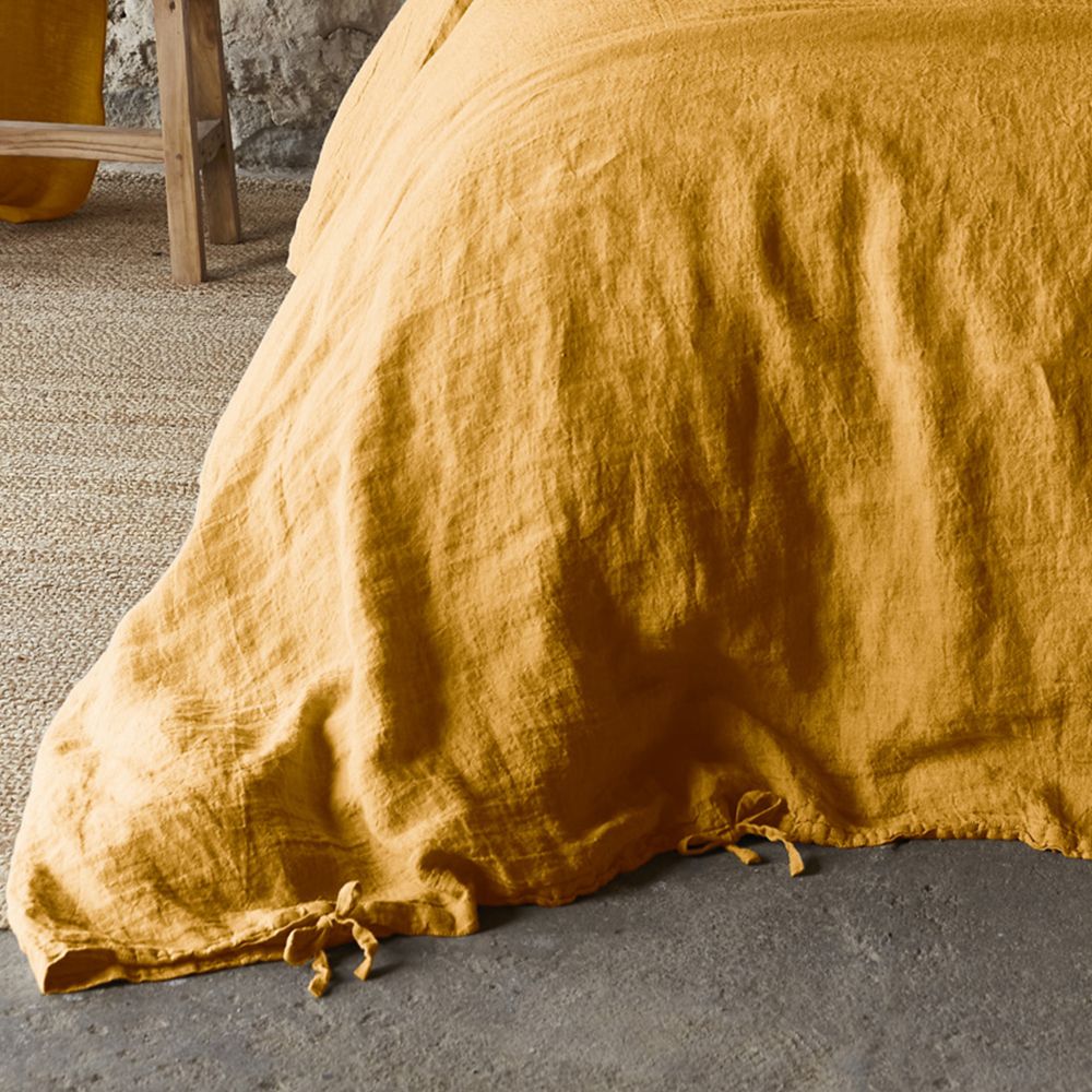 Housse de couette Lin Français Miel Jaune 240 x 260 cm — vue 3