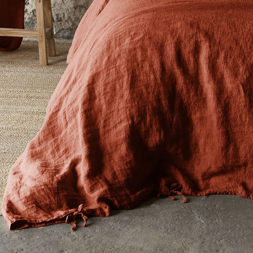 Housse de couette Lin Français Paprika Orange 240 x 260 cm — vue 3