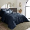 Housse de couette Percale de Coton Bleu Nuit 240 x 260 cm