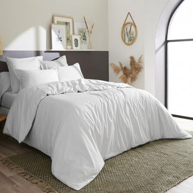 Housse de couette Percale de Coton Neige 240 x 260 cm