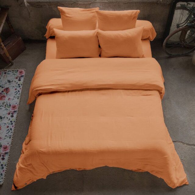 Housse de couette Gaze de Coton Terra Abricot 240 x 280 cm