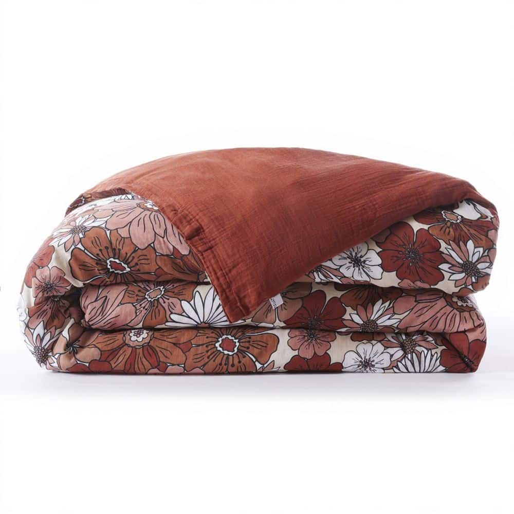 Housse de couette Reversible Gaze de Coton Florence Terracotta 140 x 200 cm — vue 2
