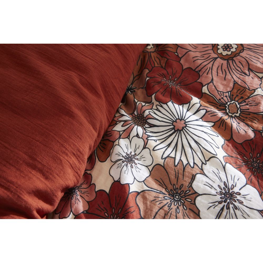 Housse de couette Reversible Gaze de Coton Florence Terracotta 140 x 200 cm — vue 3