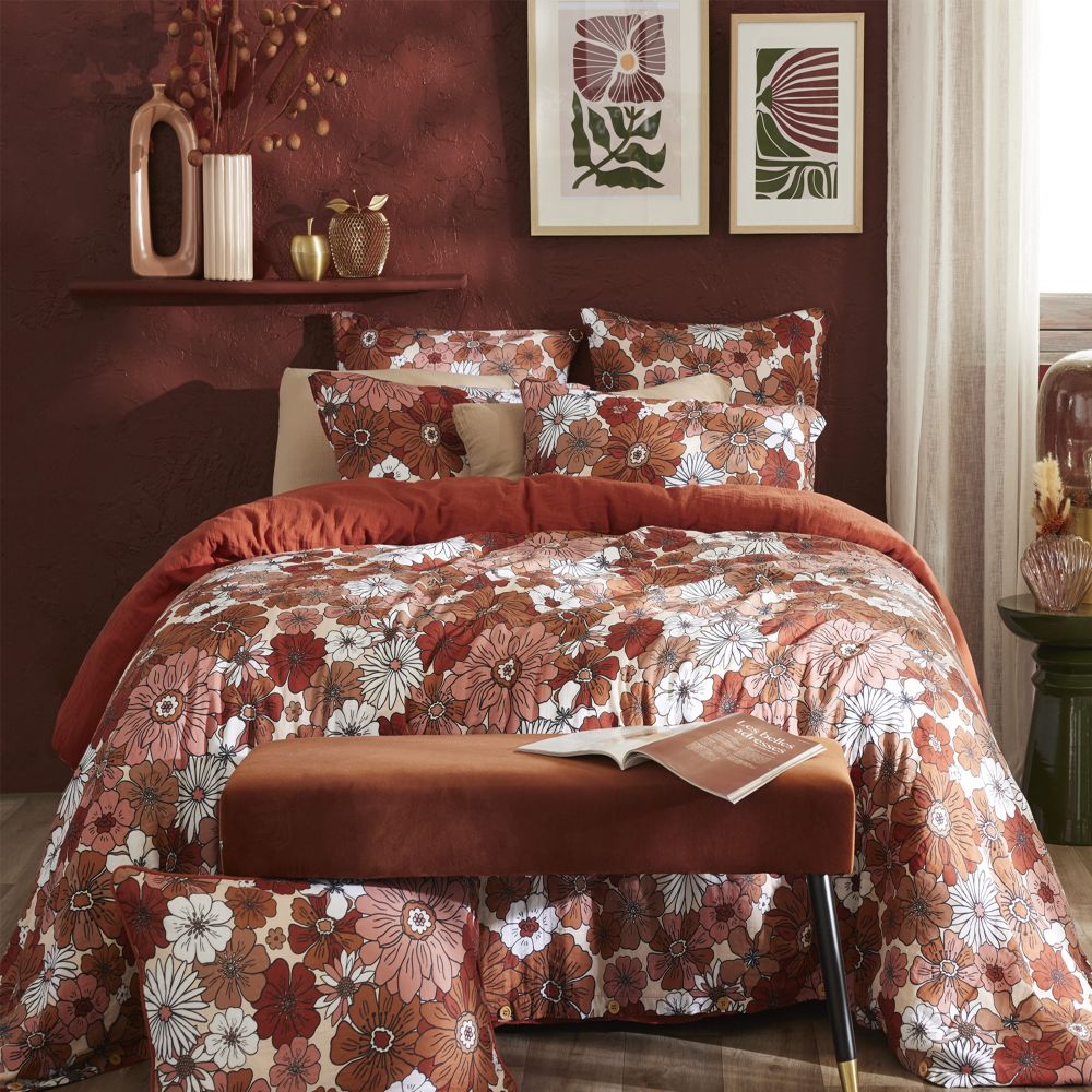 Housse de couette Reversible Gaze de Coton Florence Terracotta 140 x 200 cm — vue 4