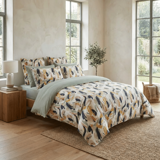 Housse de couette Reversible Gaze de Coton Lucia Eucalyptus 140 x 200 cm