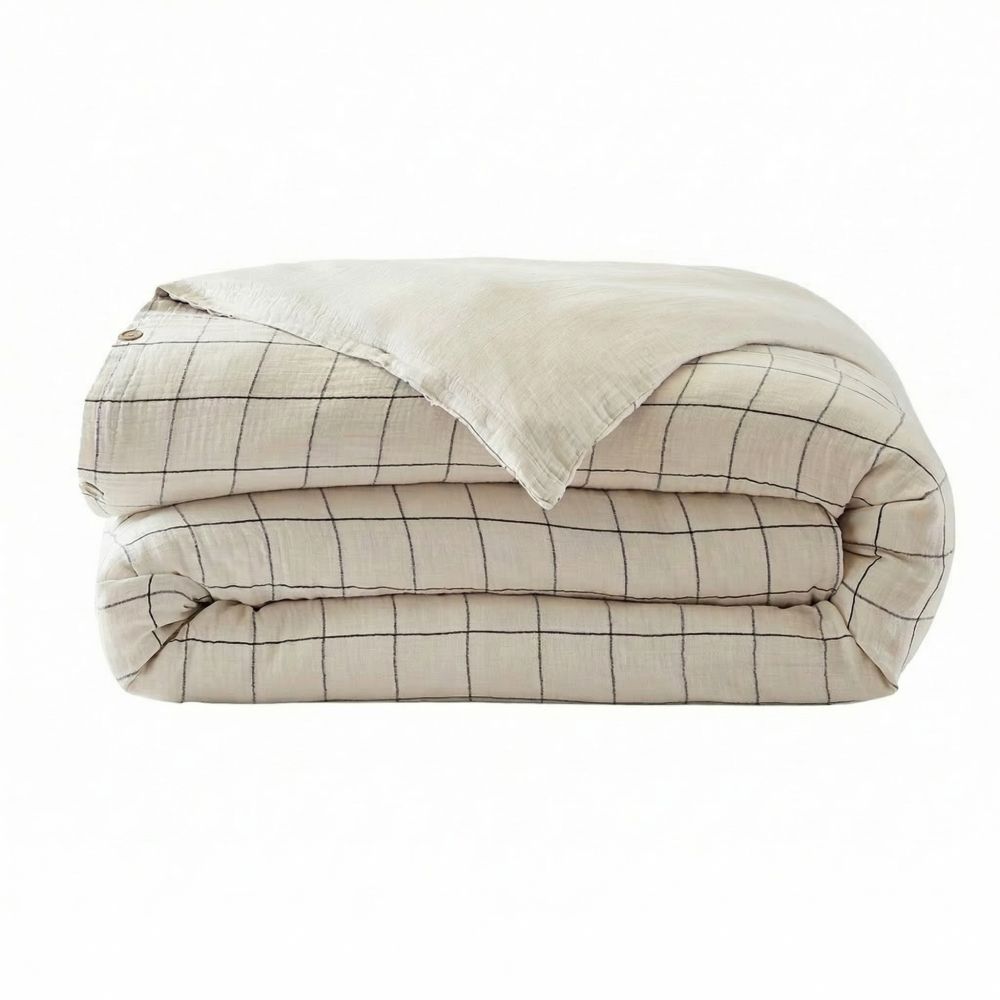 Housse de couette Reversible Gaze de Coton Terra Harmonie Naturel 140 x 200 cm — vue 2