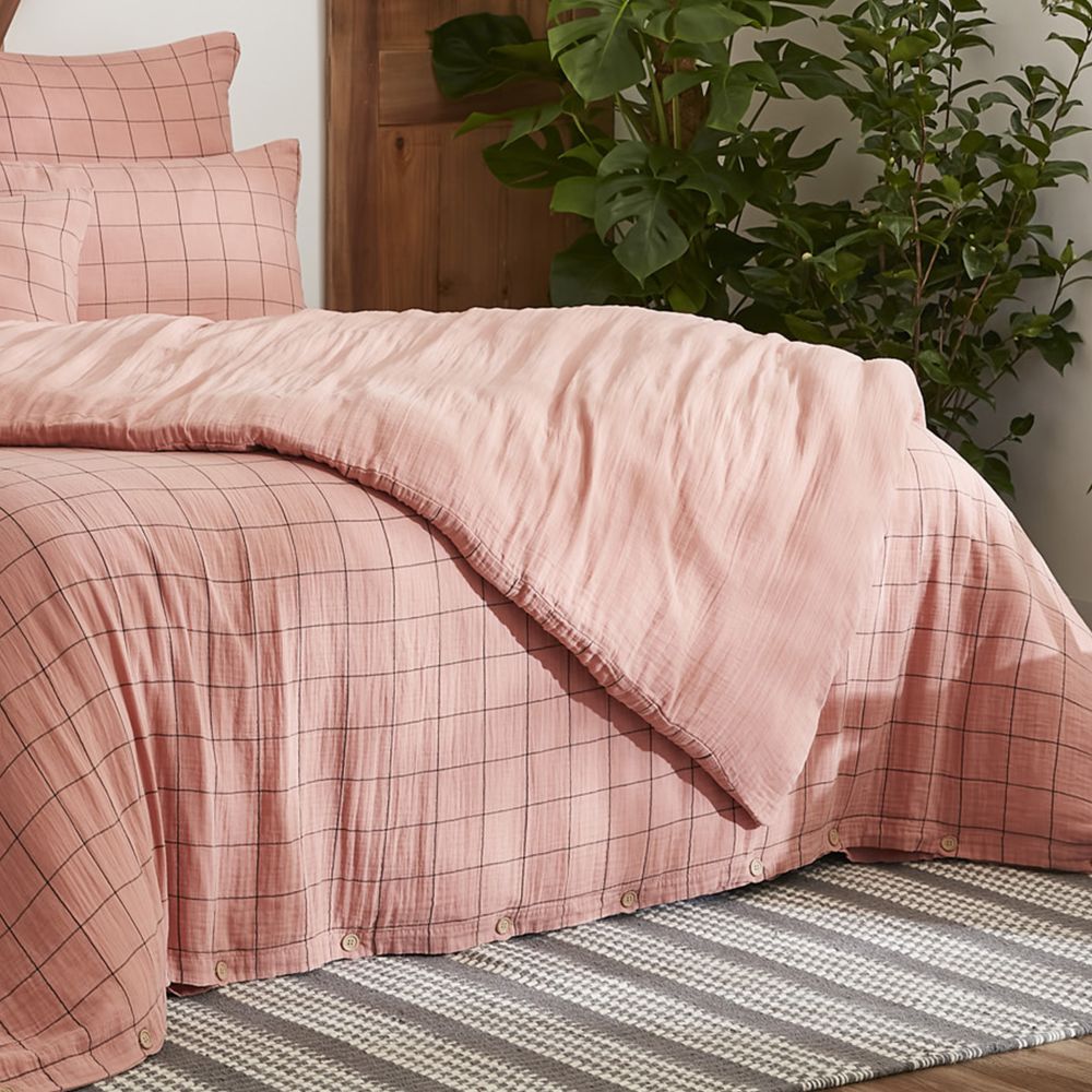Housse de couette Reversible Gaze de Coton Terra Harmonie Rose Foncé 140 x 200 cm — vue 3