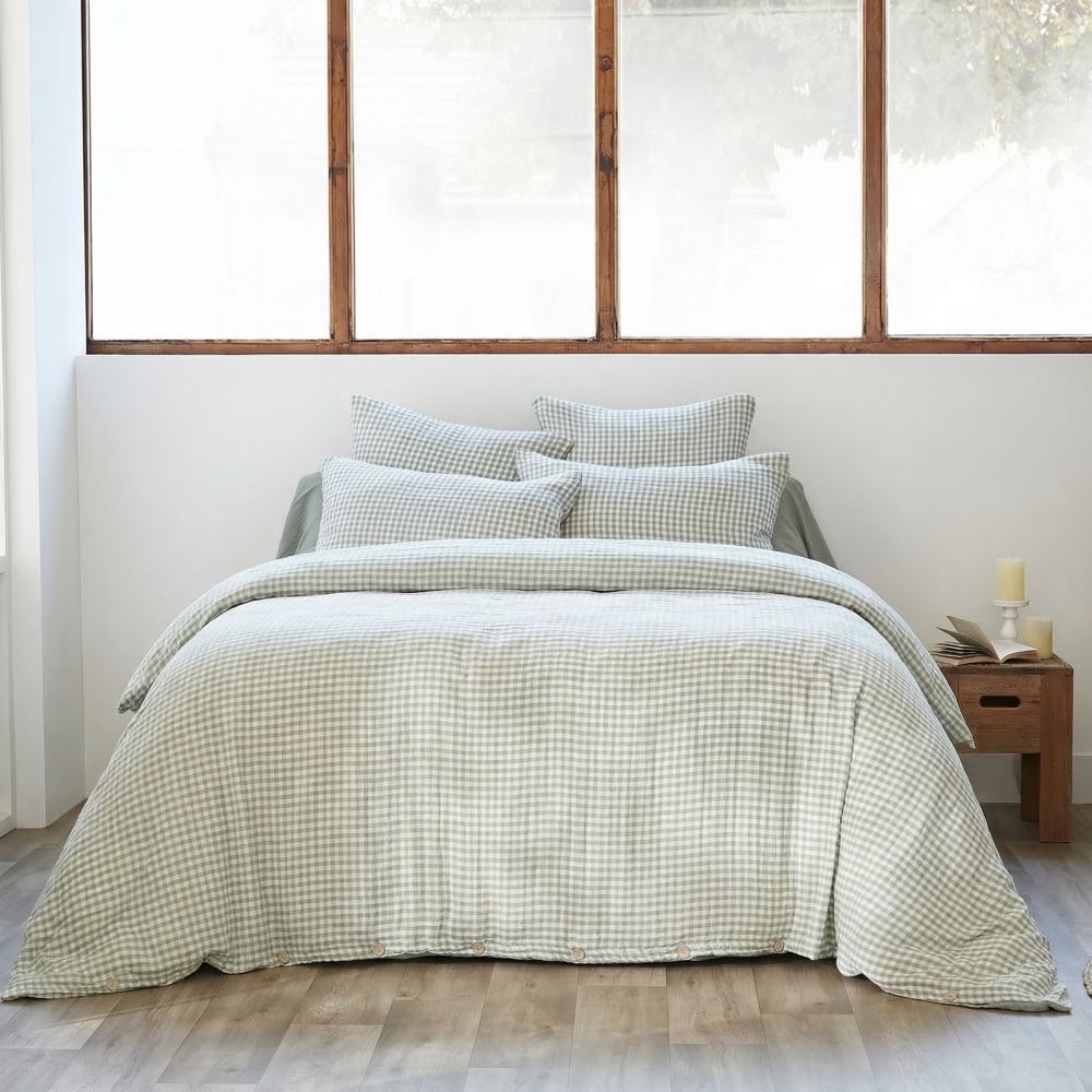Housse de couette Reversible Gaze de Coton Vickie Eucalyptus 200 x 200 cm — vue 3