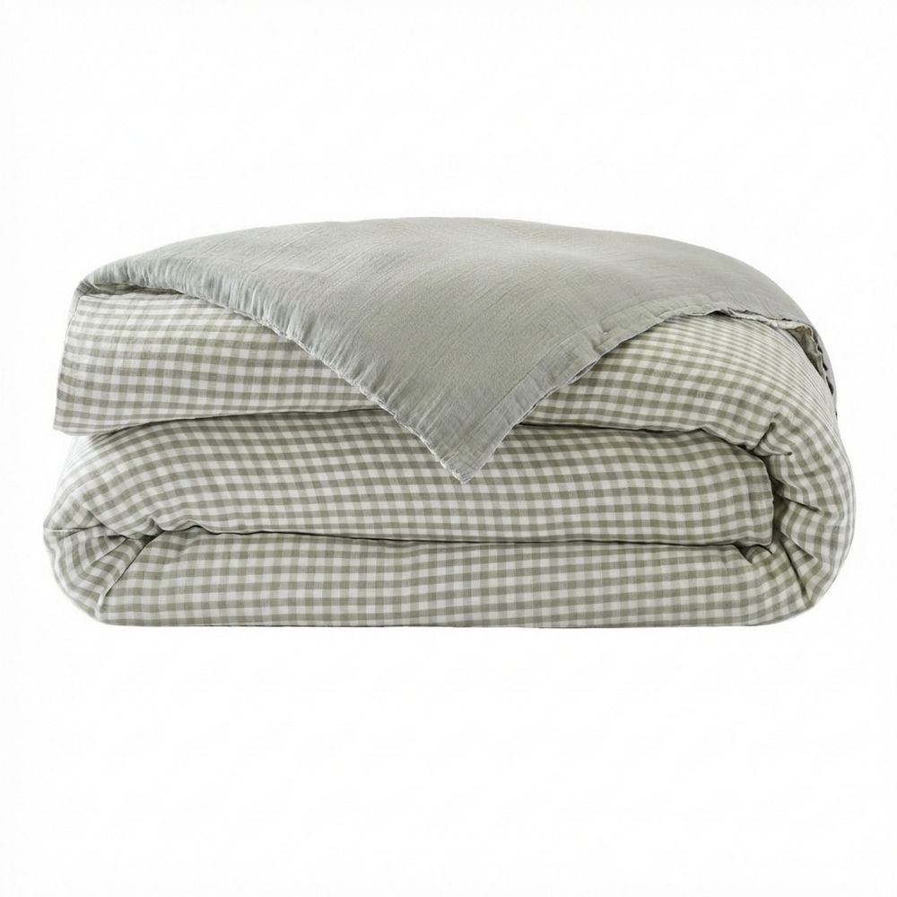 Housse de couette Reversible Gaze de Coton Vickie Eucalyptus 200 x 200 cm — vue 2