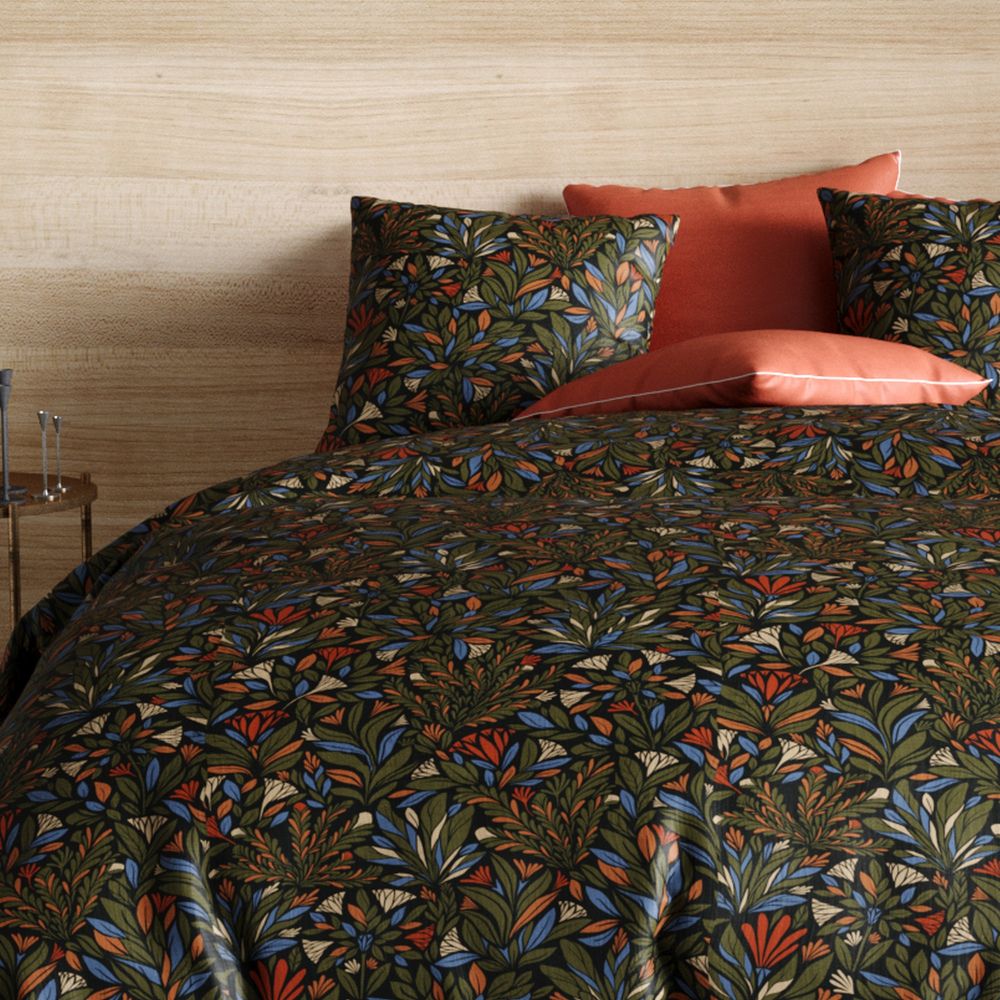Housse de couette réversible + 2 taies d'oreiller Percale de Coton Bogota Vert 220 x 240 cm — vue 2