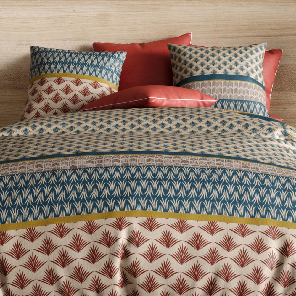 Housse de couette réversible + 2 taies d'oreiller Percale de Coton Manille Rouge 220 x 240 cm — vue 3