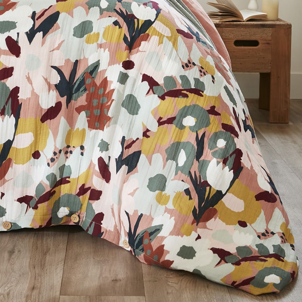 Housse de couette Reversible Gaze de Coton Loana Rose Foncé 220 x 240 cm — vue 5