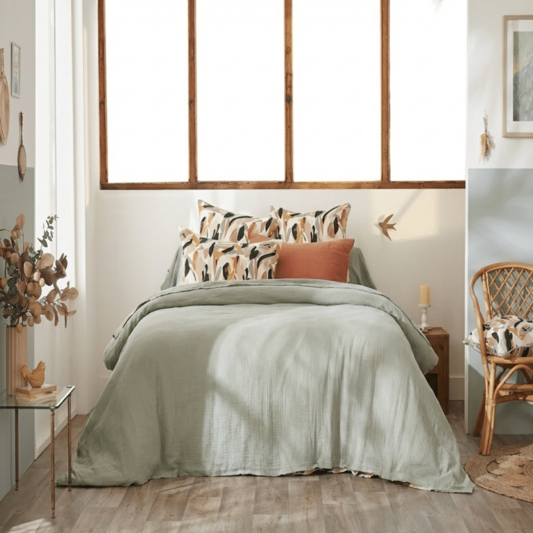 Housse de couette Reversible Gaze de Coton Lucia Eucalyptus 220 x 240 cm — vue 5