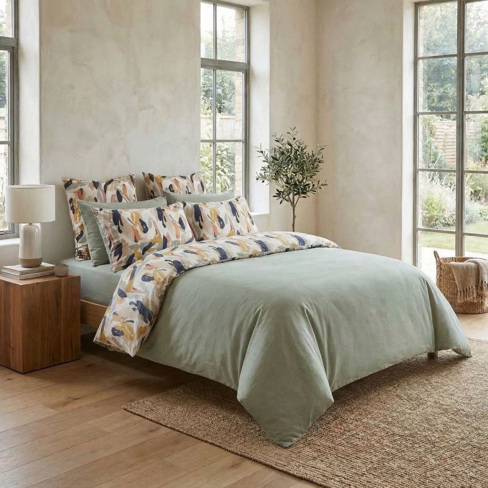 Housse de couette Reversible Gaze de Coton Lucia Eucalyptus 220 x 240 cm — vue 2