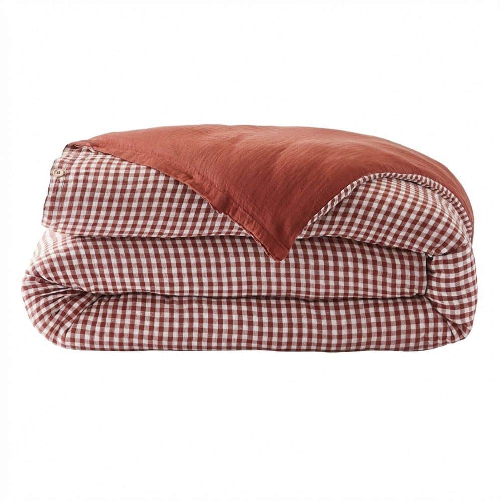 Housse de couette Reversible Gaze de Coton Vickie Terracotta 220 x 240 cm — vue 3
