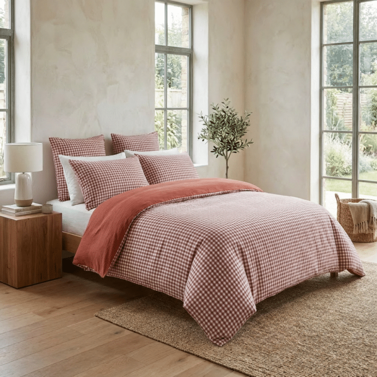 Housse de couette Reversible Gaze de Coton Vickie Terracotta 220 x 240 cm