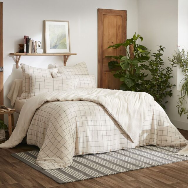 Housse de couette Reversible Gaze de Coton Terra Harmonie Naturel 240 x 260 cm