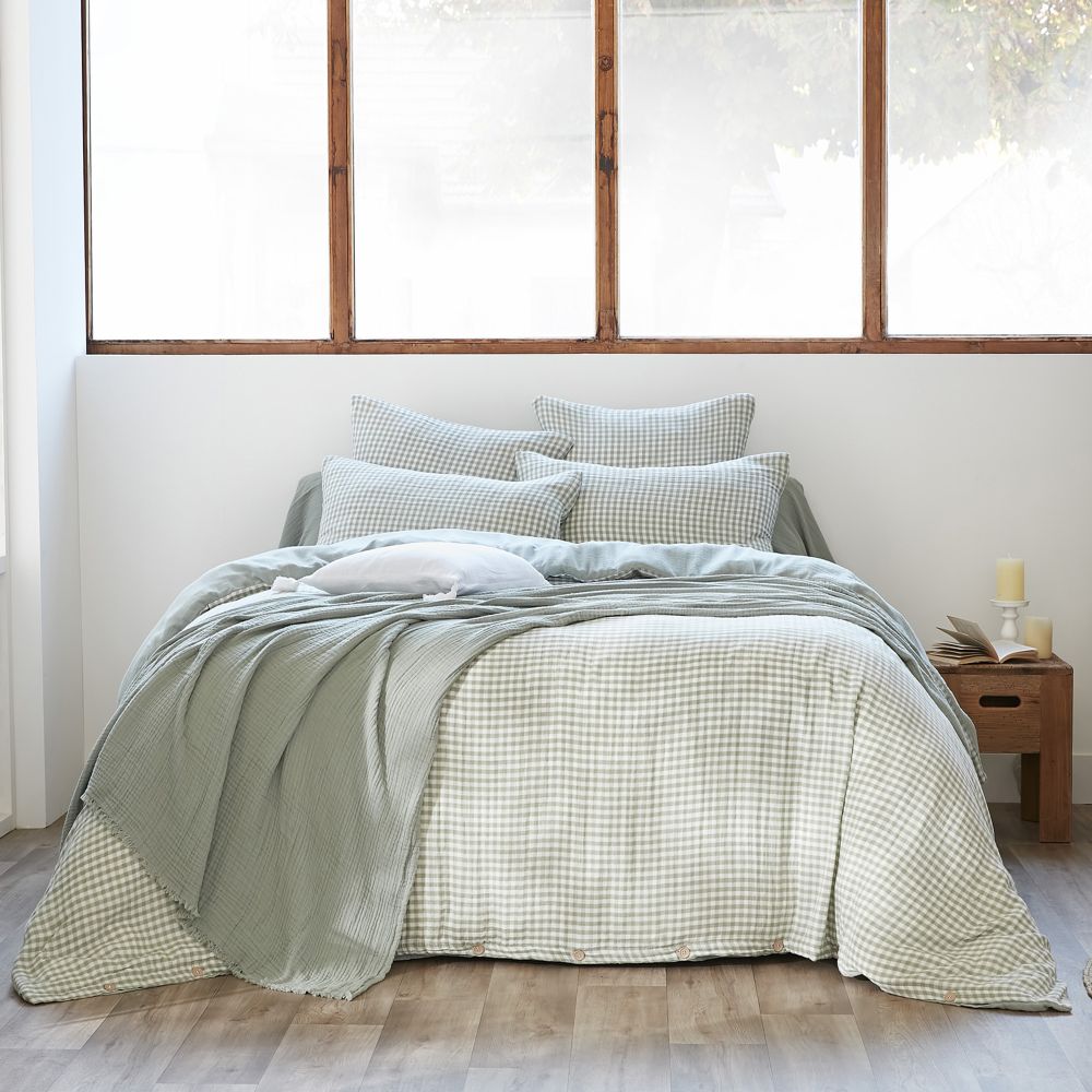 Housse de couette Reversible Gaze de Coton Vickie Eucalyptus 240 x 260 cm — vue 4