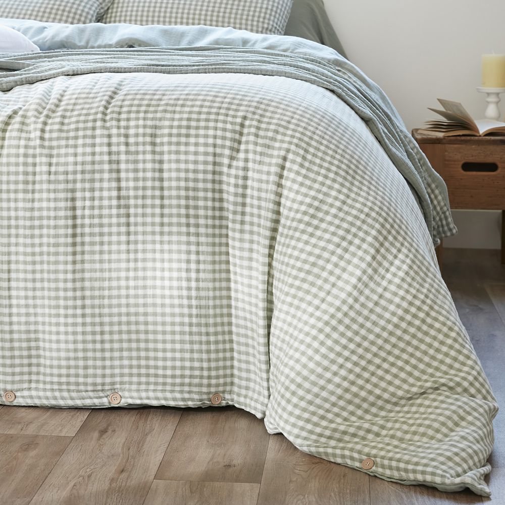 Housse de couette Reversible Gaze de Coton Vickie Eucalyptus 240 x 260 cm — vue 5