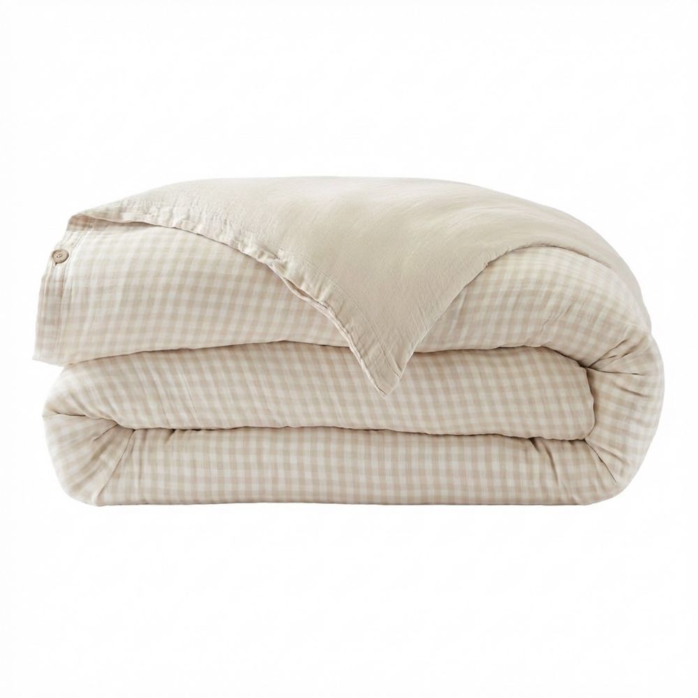 Housse de couette Reversible Gaze de Coton Vickie Naturel 240 x 260 cm — vue 2