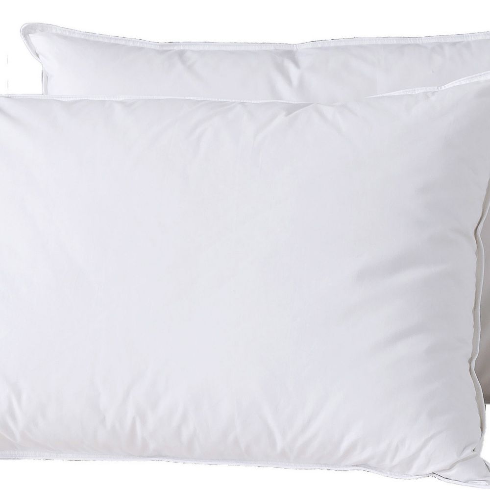 Lot 2 oreillers Coton et Plumes de canard Blanc 50 x 70 cm