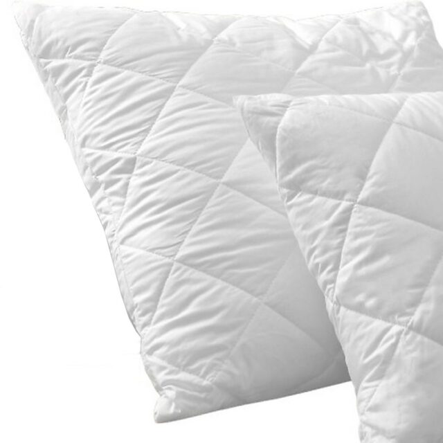 Lot 2 Protèges oreiller Polyester Matelasse – Respirant Blanc 65 x 65 cm
