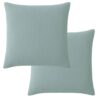 Lot 2 taies d'oreiller Gaze de Coton Lavé Bleu Givrée 65 x 65 cm