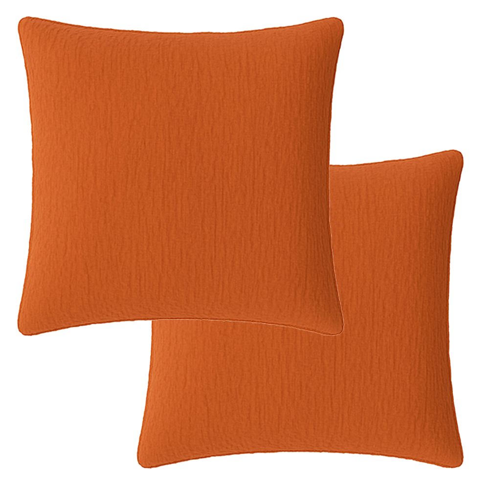 Lot 2 taies d'oreiller Gaze de Coton Lavé Safran Minéral 65 x 65 cm
