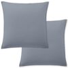 Lot 2 taies d'oreiller Percale de Coton Lavé Bleu Forever 65 x 65 cm