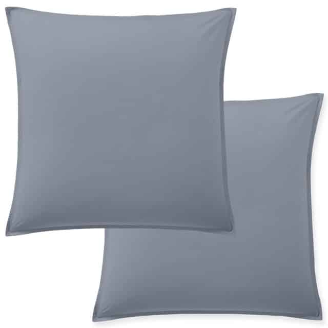 Lot 2 taies d'oreiller Percale de Coton Lavé Bleu Forever 65 x 65 cm