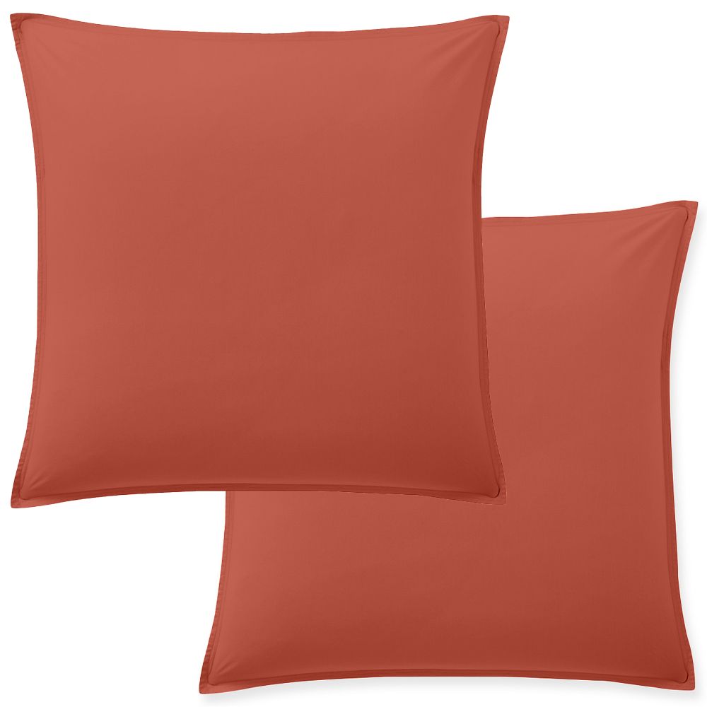 Lot 2 taies d'oreiller Percale de Coton Lavé Terre De Sienne 65 x 65 cm
