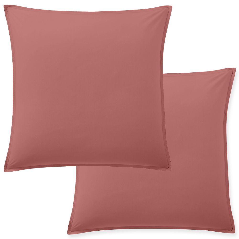 Lot 2 taies d'oreiller Percale de Coton Lavé Vieux Rose 65 x 65 cm