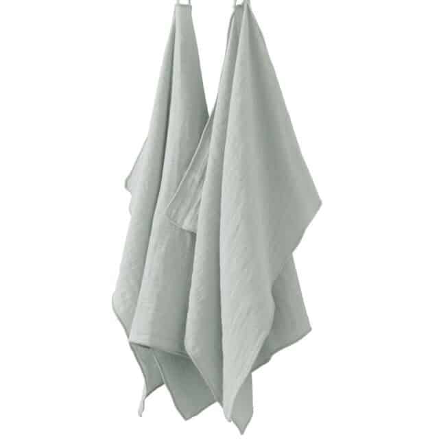 Lot de 2 essuie-mains Gaze de Coton Eucalyptus Bleu Clair 50 x 70 cm