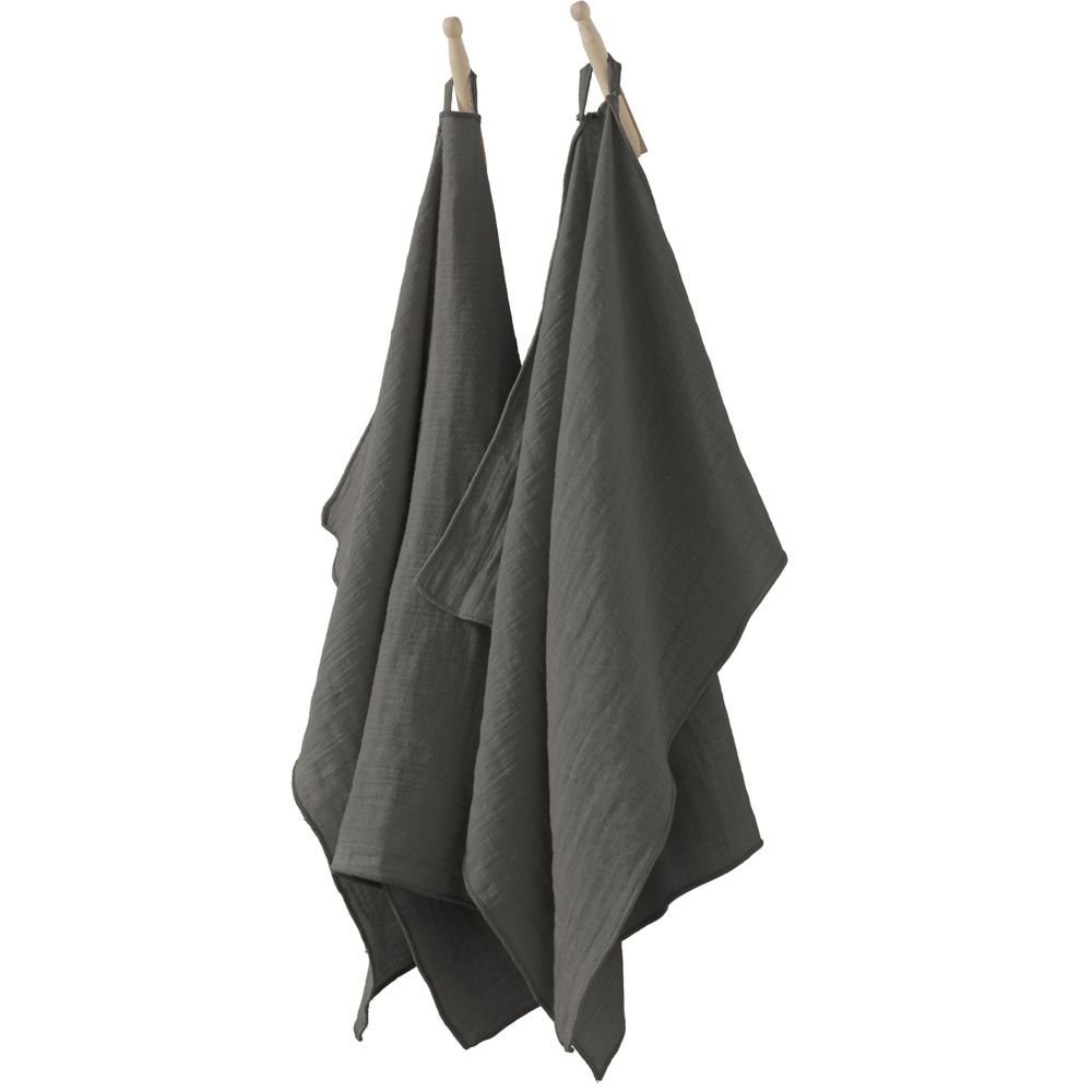 Lot de 2 essuie-mains Gaze de coton Granit 50 x 70 cm