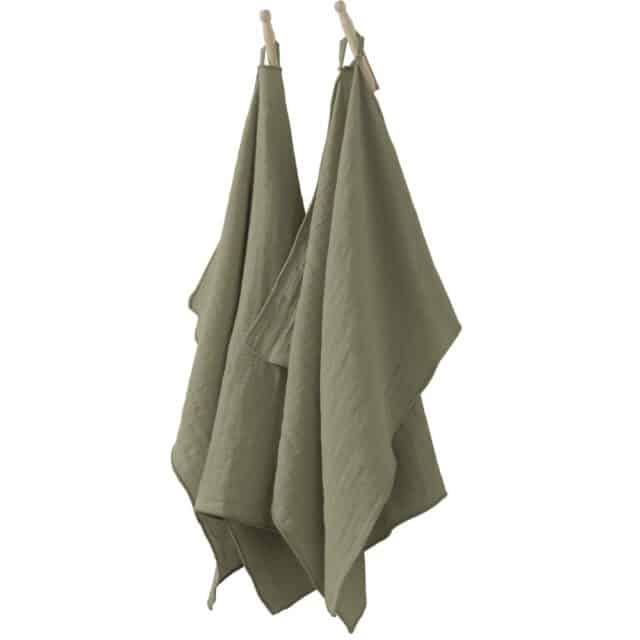 Lot de 2 essuie-mains Gaze de coton Romarin 50 x 70 cm