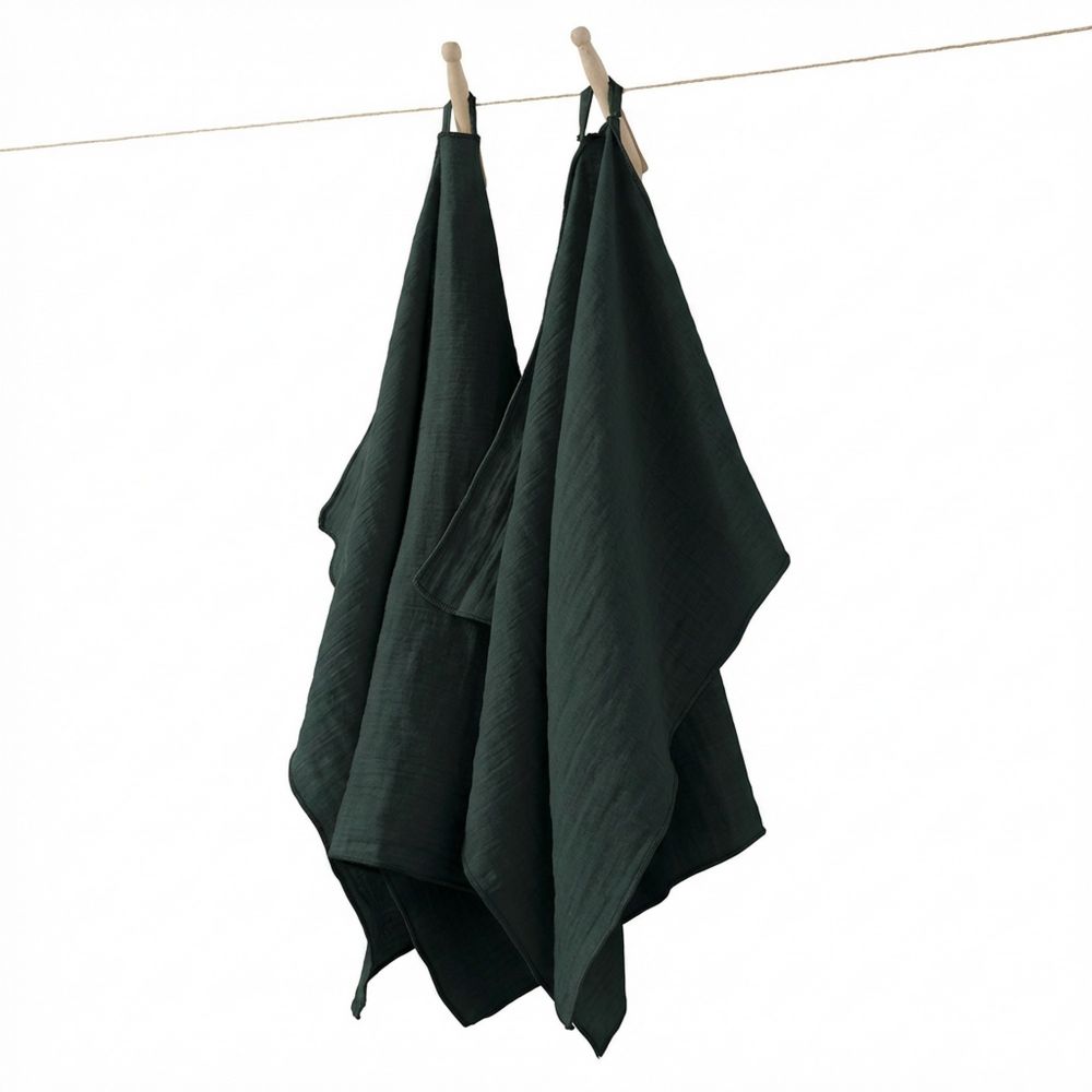 Lot de 2 essuie-mains Gaze de Coton Terra Sapin 50 x 70 cm