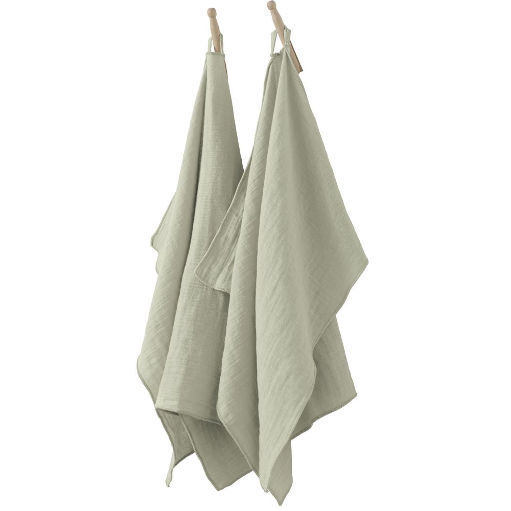 Lot de 2 essuie-mains Gaze de coton Vert d'eau 50 x 70 cm