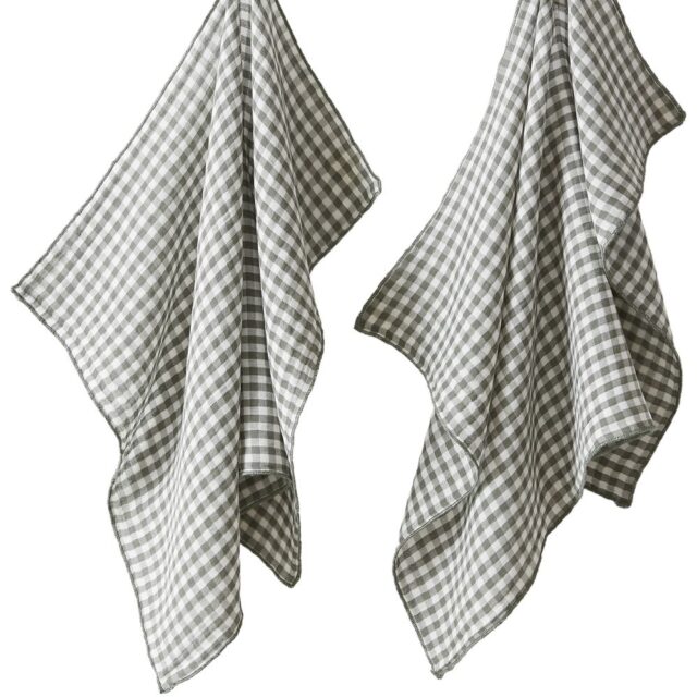 Lot de 2 essuie-mains Gaze de Coton Vickie Romarin 50 x 70 cm