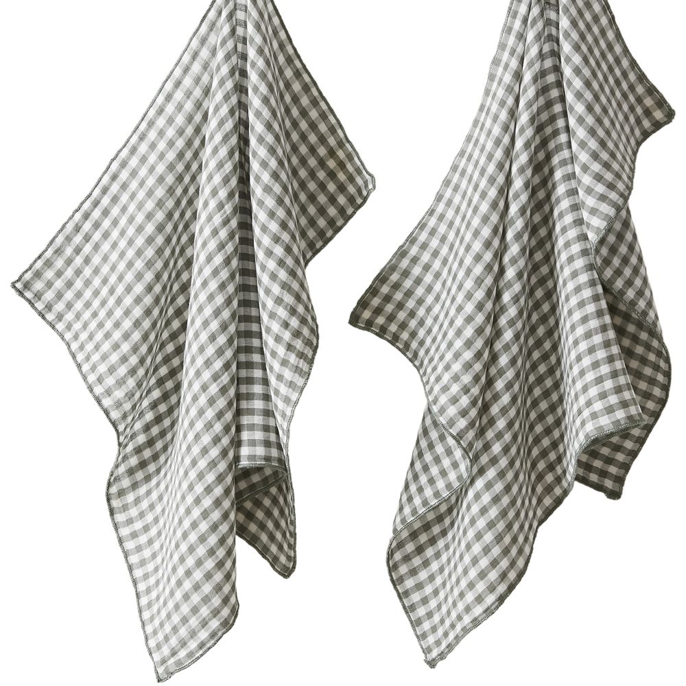 Lot de 2 essuie-mains Gaze de Coton Vickie Romarin 50 x 70 cm