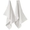 Lot de 2 essuie-vaisselle Lin Français Craie Blanc 50 x 70 cm