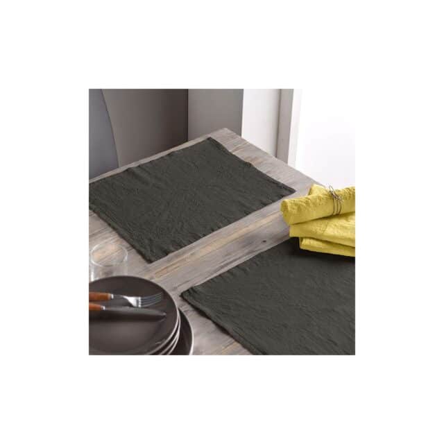 Lot de 2 set de table Lin métis - Gris foncé 30 x 40 cm