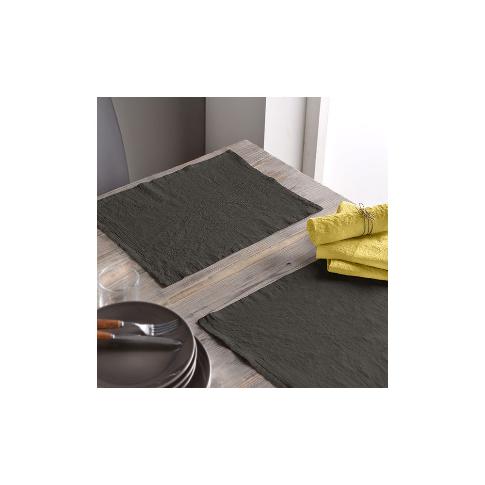 Lot de 2 set de table Lin métis - Gris foncé 30 x 40 cm