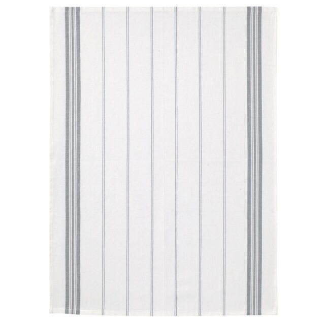Lot de 2 torchons Coton Raye Stone Gris 50 x 70 cm