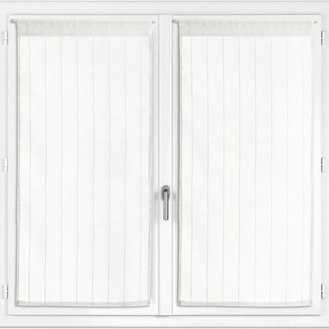 Lot de 2 voilages Polyester Blanc 45 x 90 cm