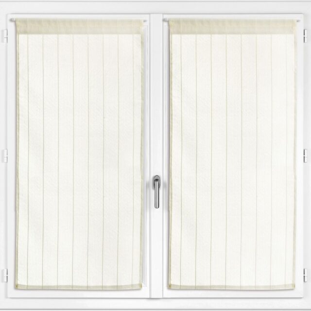 Lot de 2 voilages Polyester Beige 60 x 160 cm