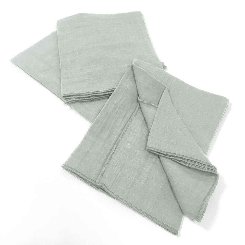 Lot de 3 serviettes Gaze de Coton Eucalyptus Bleu Clair 40 x 40 cm — vue 3